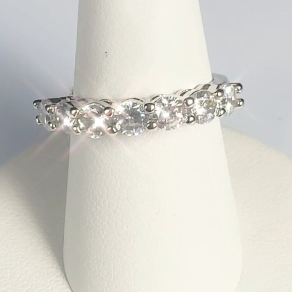 Cubic Zirconia Silver Tone Band Ring Size 10 Fashion Jewelry